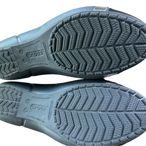 CROCS KADEE BLACK CAP TOE MIRROR BAND BALLET FLATS SIZE 8 - Picture 8 of 10